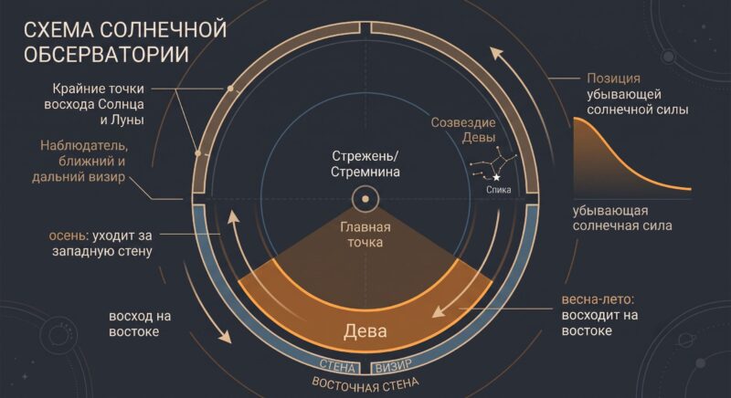 Созвездие Девы в южном секторе древней обсерватории