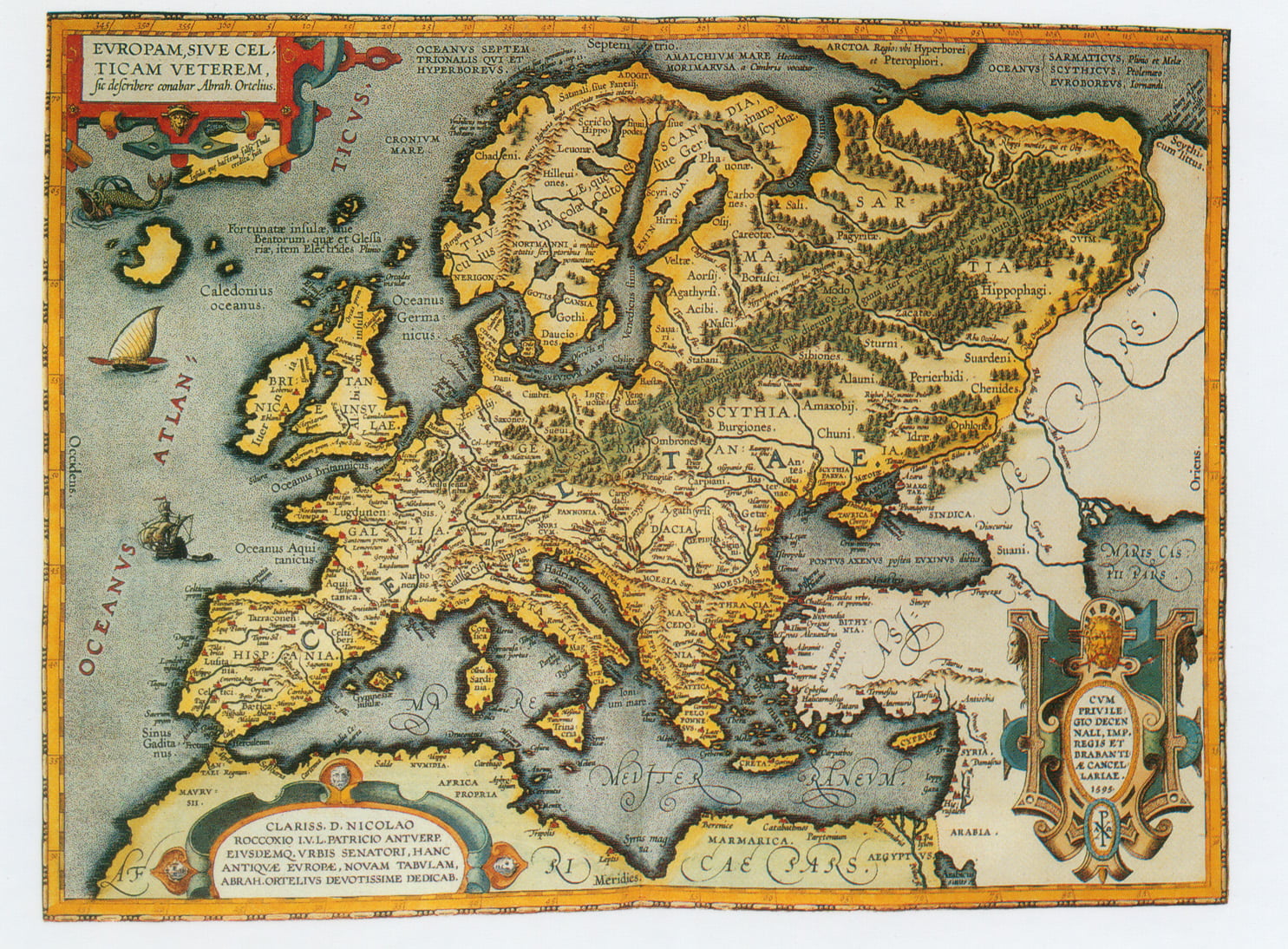 Карта античной Европы и Скифии Ортелиуса
