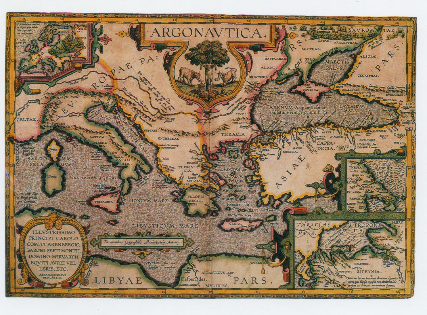 Карта античной Греции и Скифии Ортелиуса