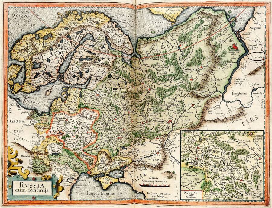 Atlas (Read version) Лукоморье на карте Герарда Меркатора