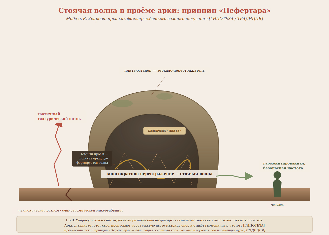 Формирование стоячей волны в проёме арки мегалита
